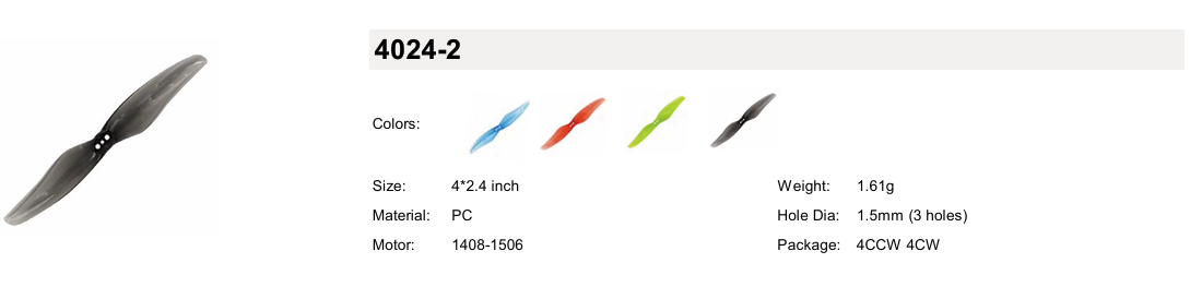 Gemfan Hurricane 4024-2 Specifications