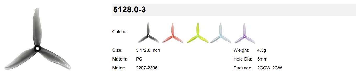 Gemfan 5128.0-3 specifications