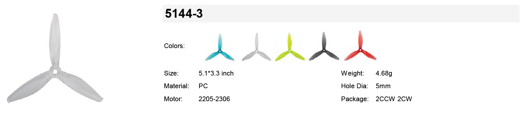 Gemfan 5144-3 Specifications