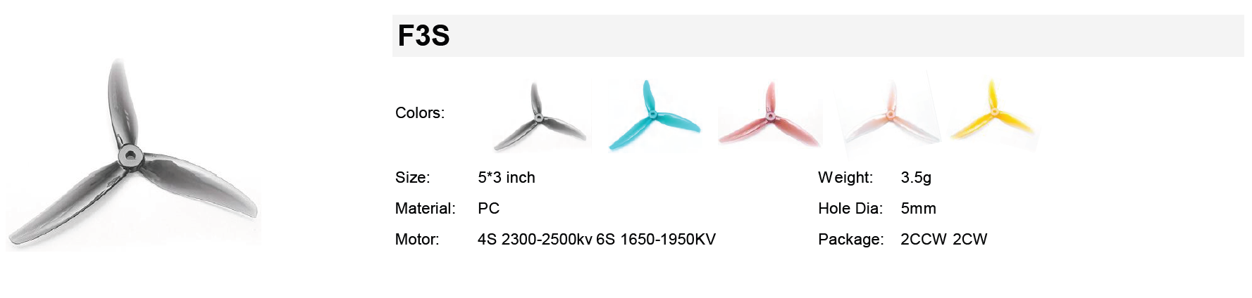 Gemfan Freestyle F3S (5030-3) specifications