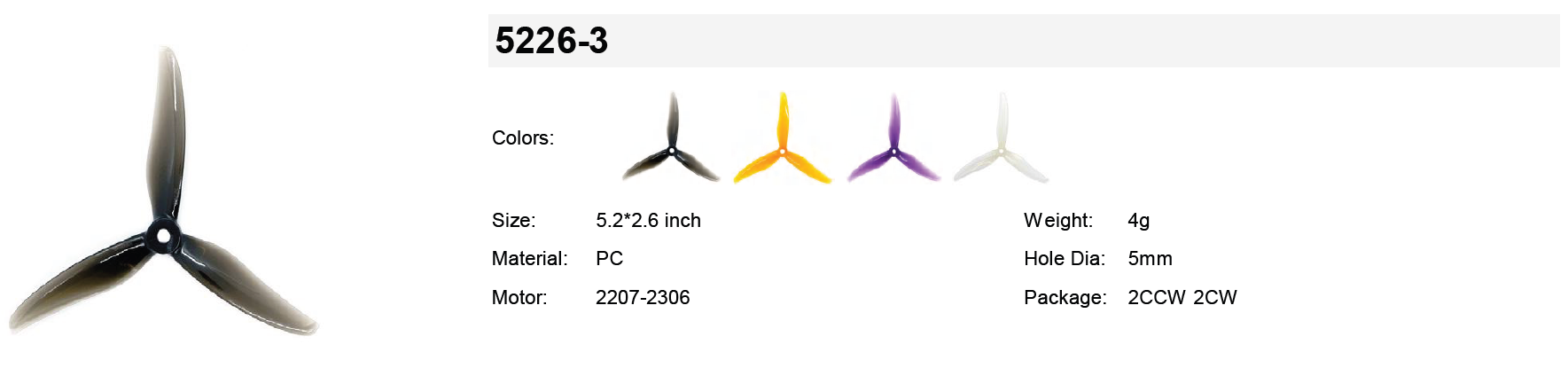 Gemfan Freestyle 5226-3 specifications