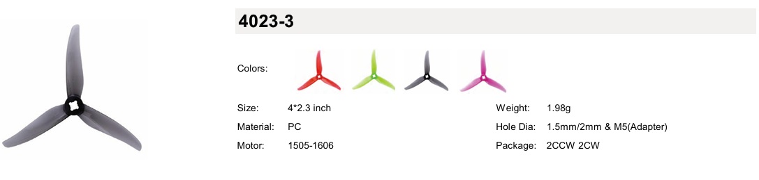 Gemfan Hurricane 4023-3 specifications