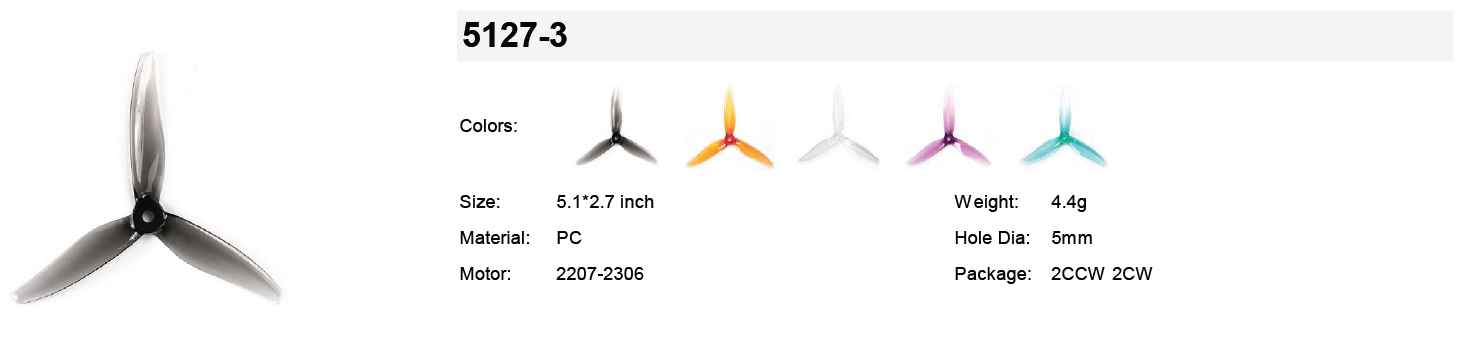 Gemfan Hurricane 5127-3 specifications