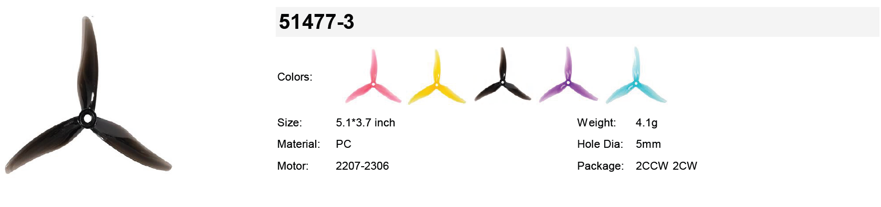 Gemfan Hurricane 51477-3 specifications