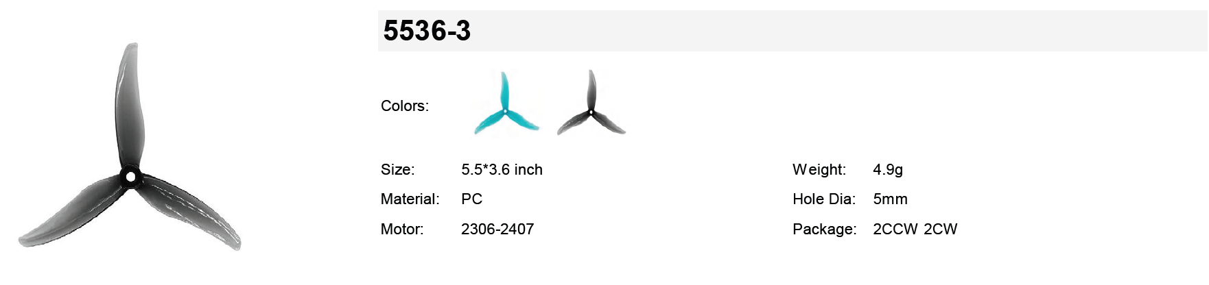 Gemfan Hurricane 5536-3 specifications