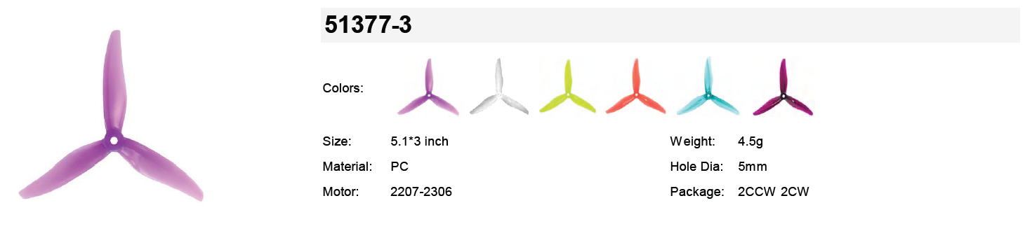 Gemfan Hurricane Max 51377-3 specifications