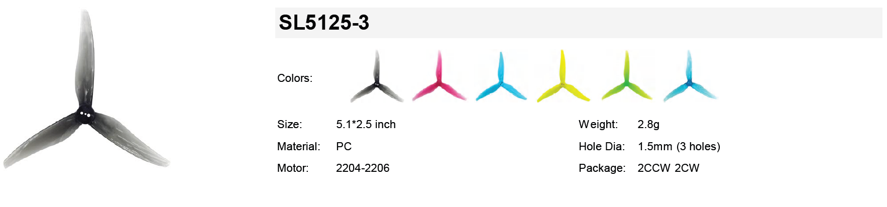 Gemfan Hurricane SL 5125-3 specifications
