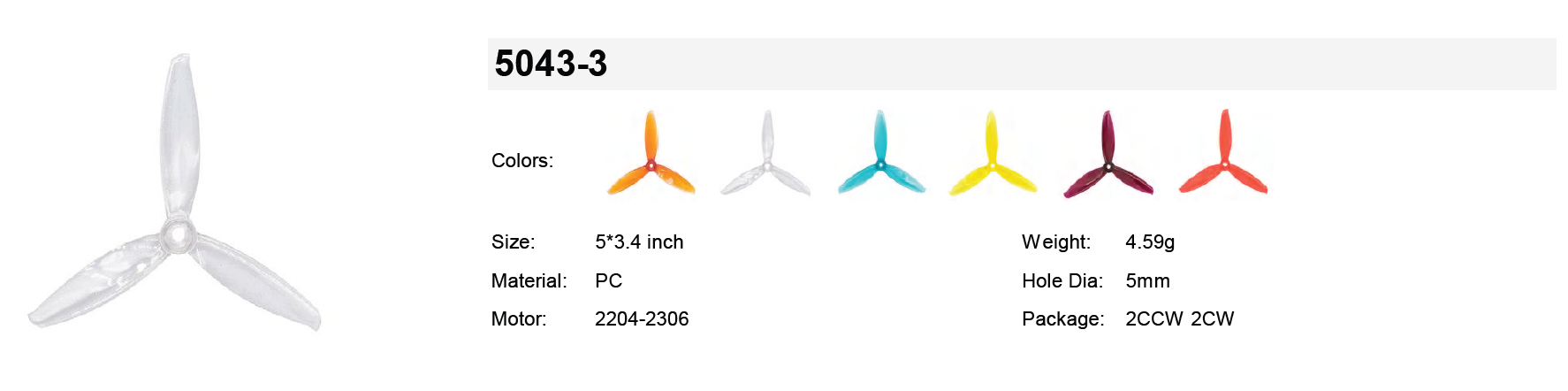 Gemfan WinDancer 5043-3 specifications