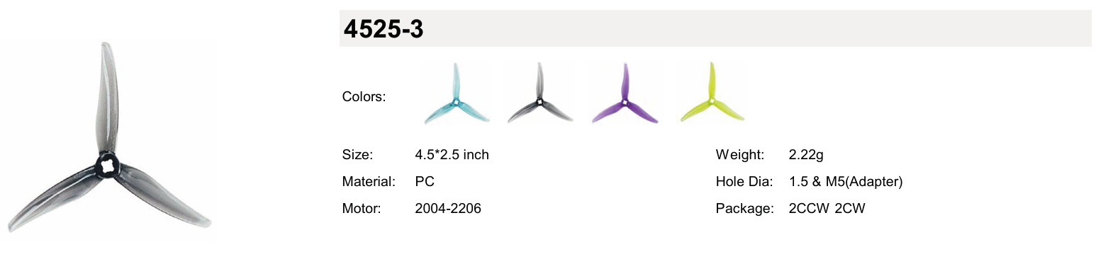 Gemfan Hurricane 4525-3 Specifications